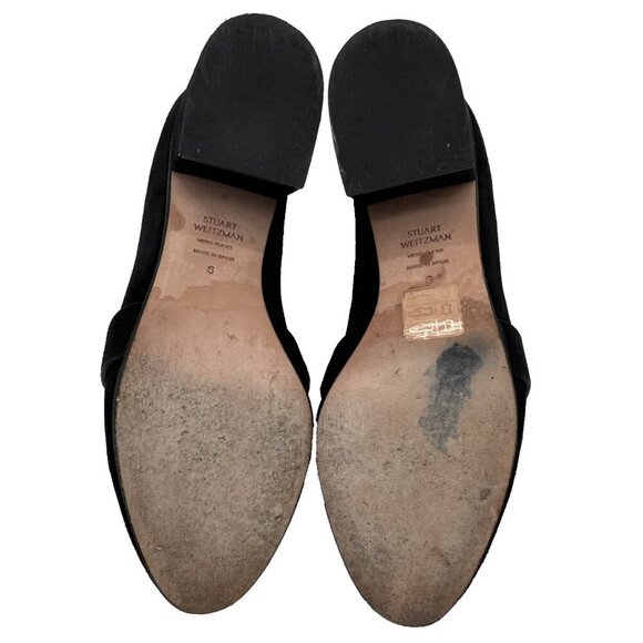 Stuart Weitzman Women The Preston Cylinder Pump Loafer Size 6 M black Suede Heel - Picture 15 of 16